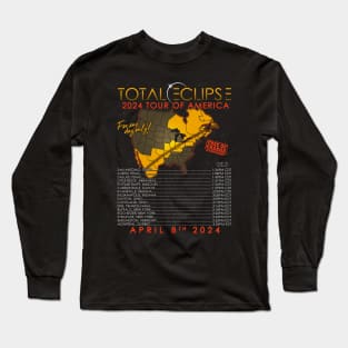 Total Solar Eclipse April 8th 2024 Tour of America - On Back Long Sleeve T-Shirt